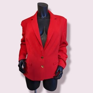 Anne Klein Red Blazer Jacket with Gold Buttons Size 16